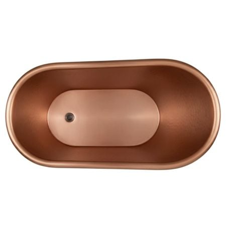 Antique Finish Copper Bathtub With Elegant Curved Design